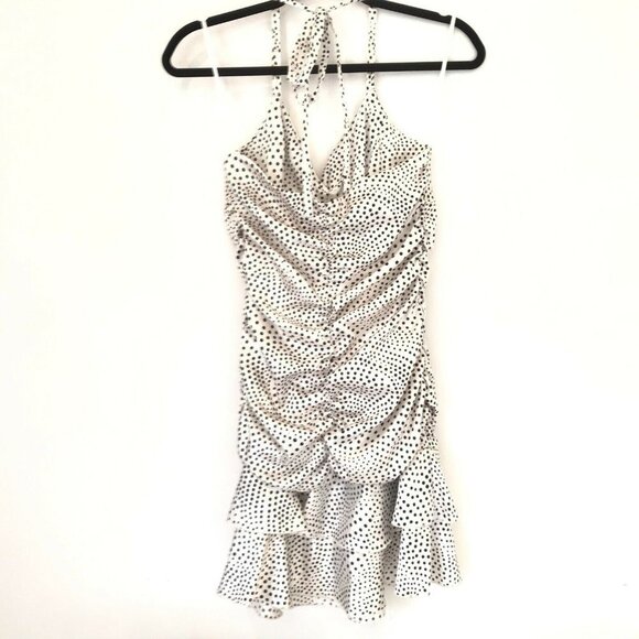 VTG Jessica McClintock 6P Halter Ruched Polka Dot - Picture 3 of 8